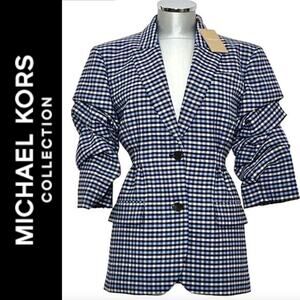 $2,190 MICHAEL KORS COLLECTION NWT Designer Blue Black Stripe Blazer Jacket – 10